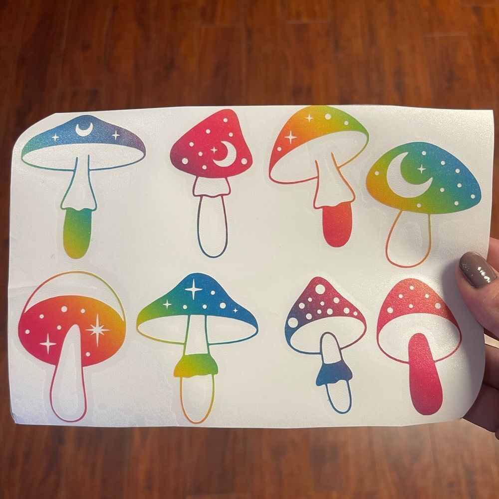 6 Rainbow Magic Mushrooms Vinyl Decals